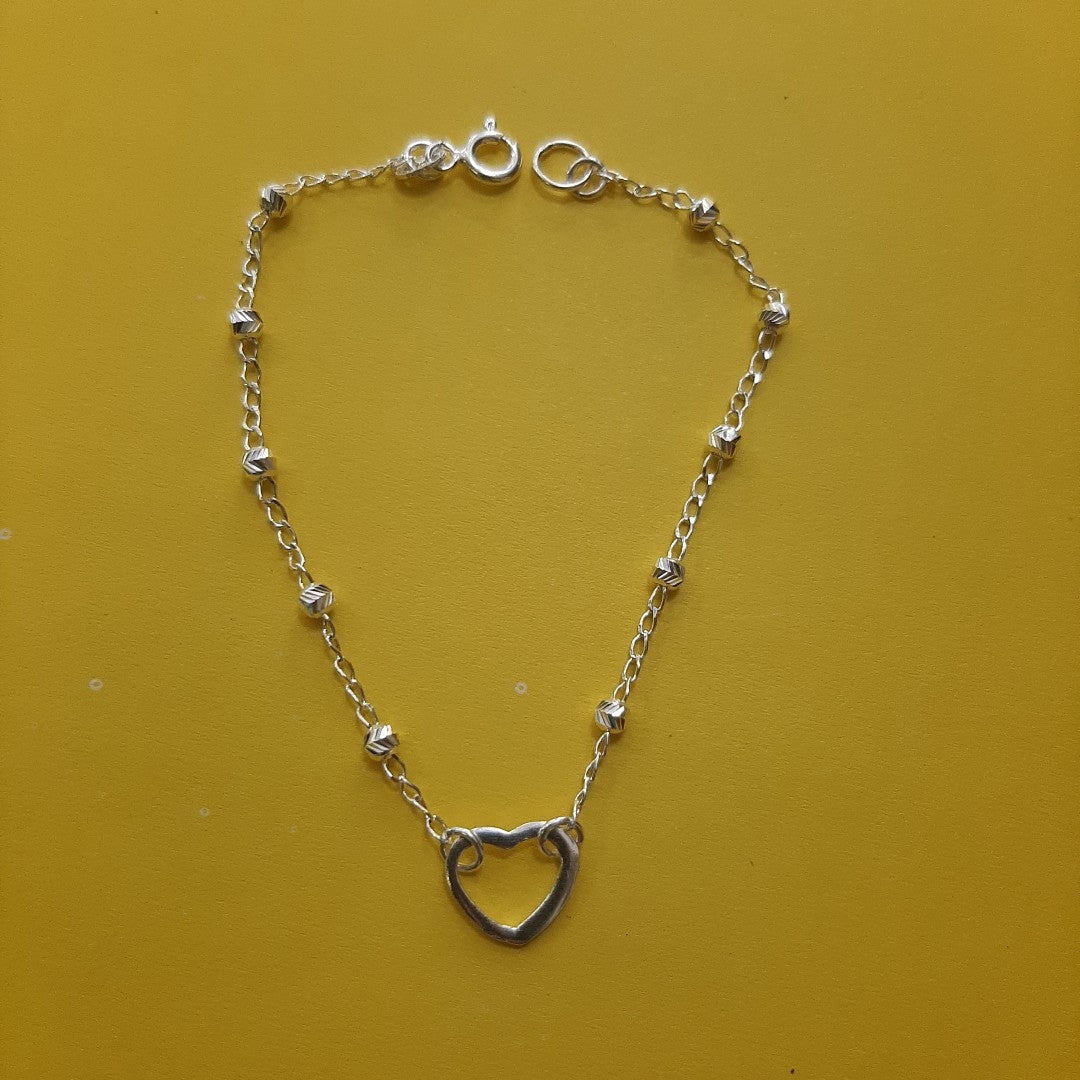 PULSERA TEJIDO CORAZON PLATA .925 18 CM 1.6 GR (NUEVO)