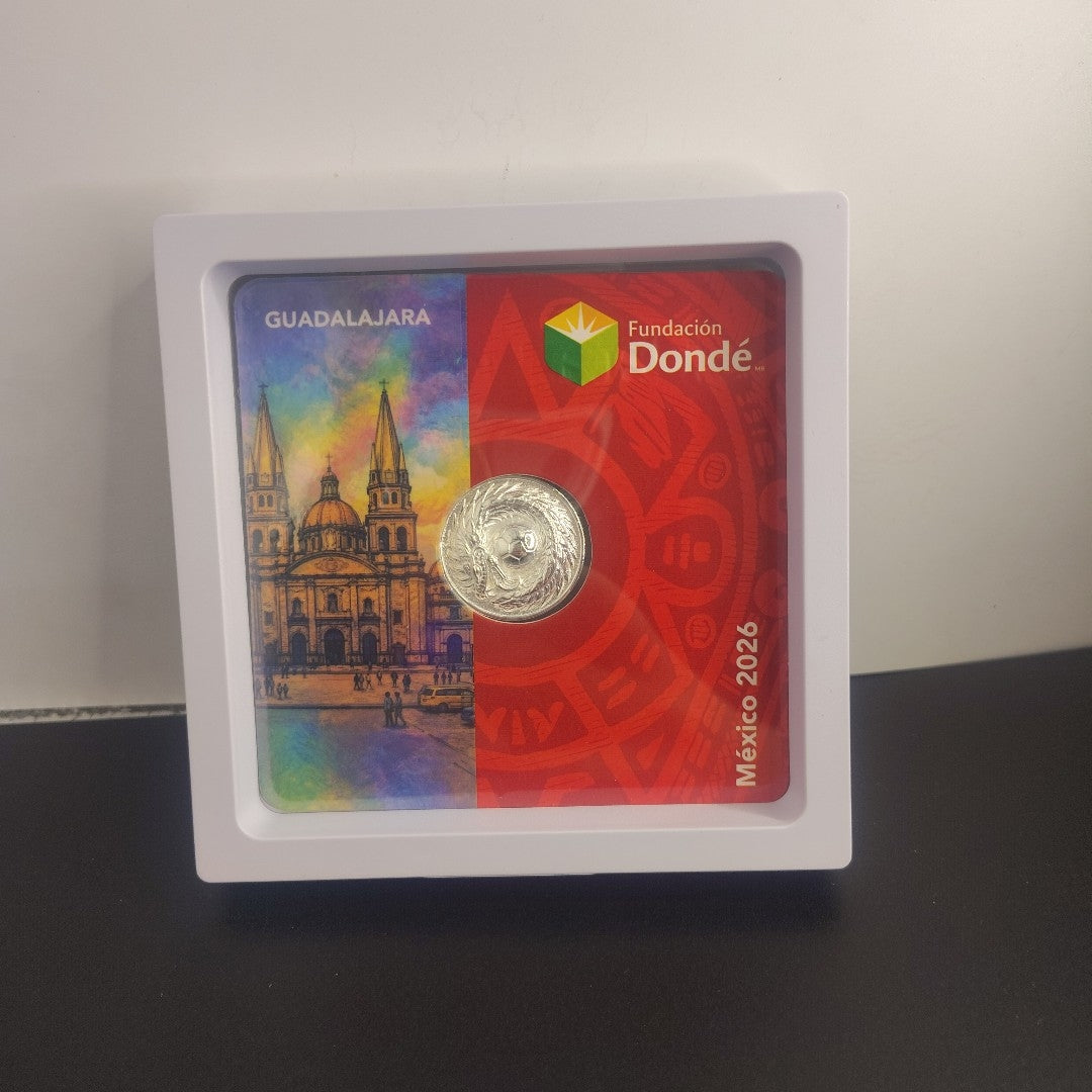 MEDALLA CONMEMORATIVA FRD FÚTBOL MOTIVO QUETZALCÓATL PLATA .925 11.9 GR (NUEVO)