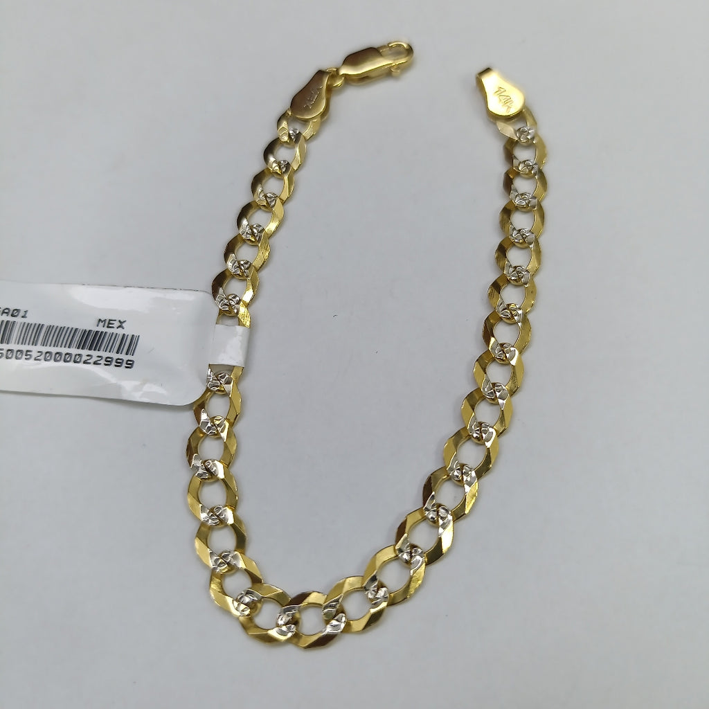 PULSERAS TEJIDO BARBADA DIAMANTADA ORO 14K 16 CM 5.6 GR (NUEVO)