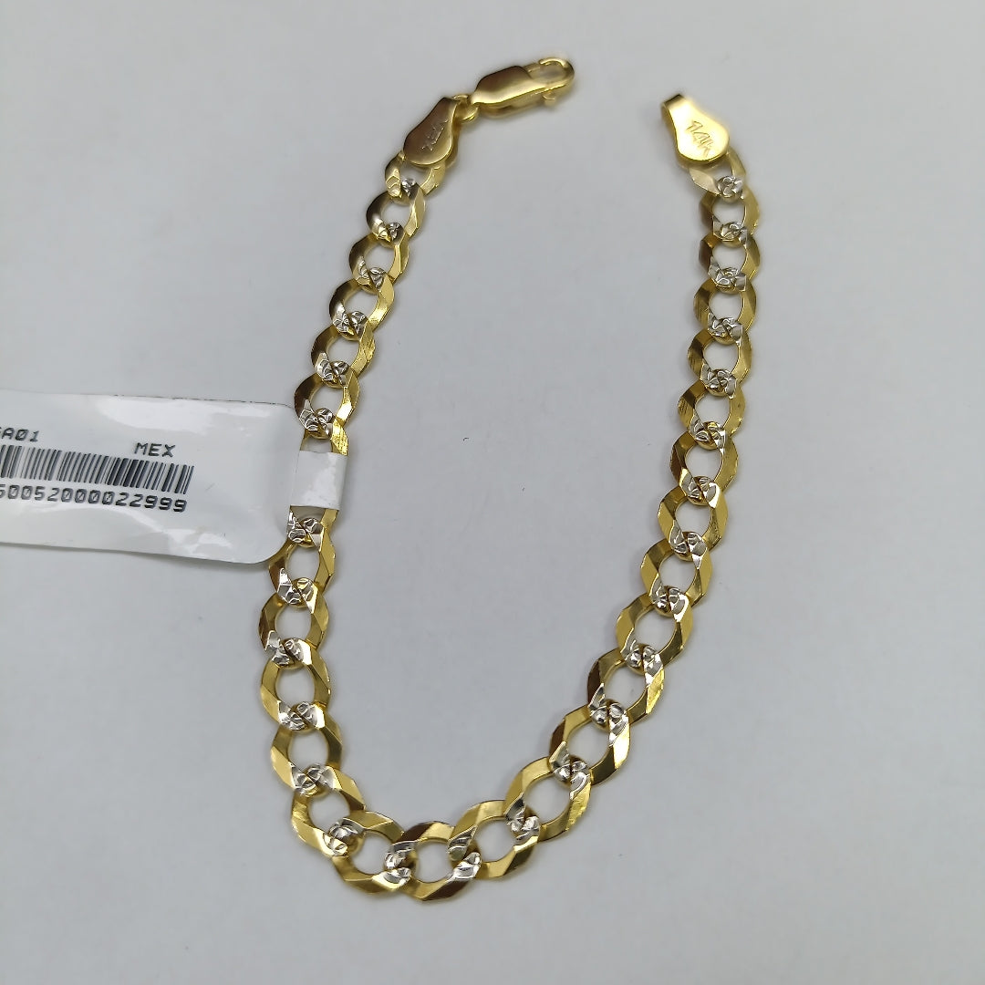 PULSERAS TEJIDO BARBADA DIAMANTADA ORO 14K 16 CM 5.6 GR (NUEVO)