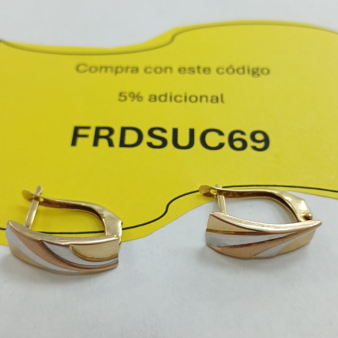 ARETES PAR ORO, ORO COMBINADO 14 K 2 GRMS (SEMINUEVO)