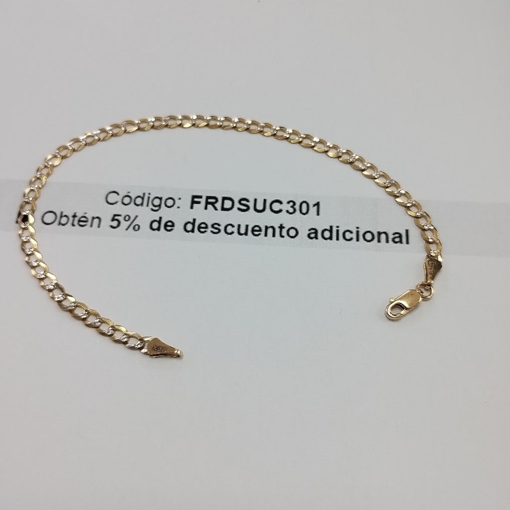 PULSERAS BARBADA DIAMANTADA ORO 14K 21 CM 3.6 GR (NUEVO)