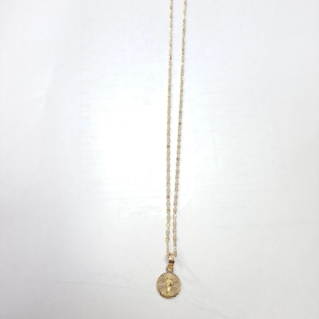 CADENA, MEDALLA RELIGIOSA ORO 10 K 2 GRMS (SEMINUEVO)