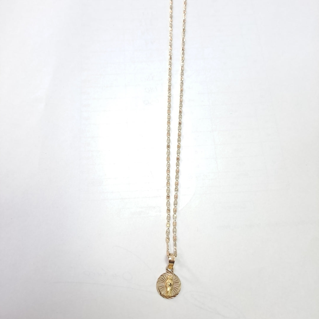 CADENA, MEDALLA RELIGIOSA ORO 10 K 2 GRMS (SEMINUEVO)
