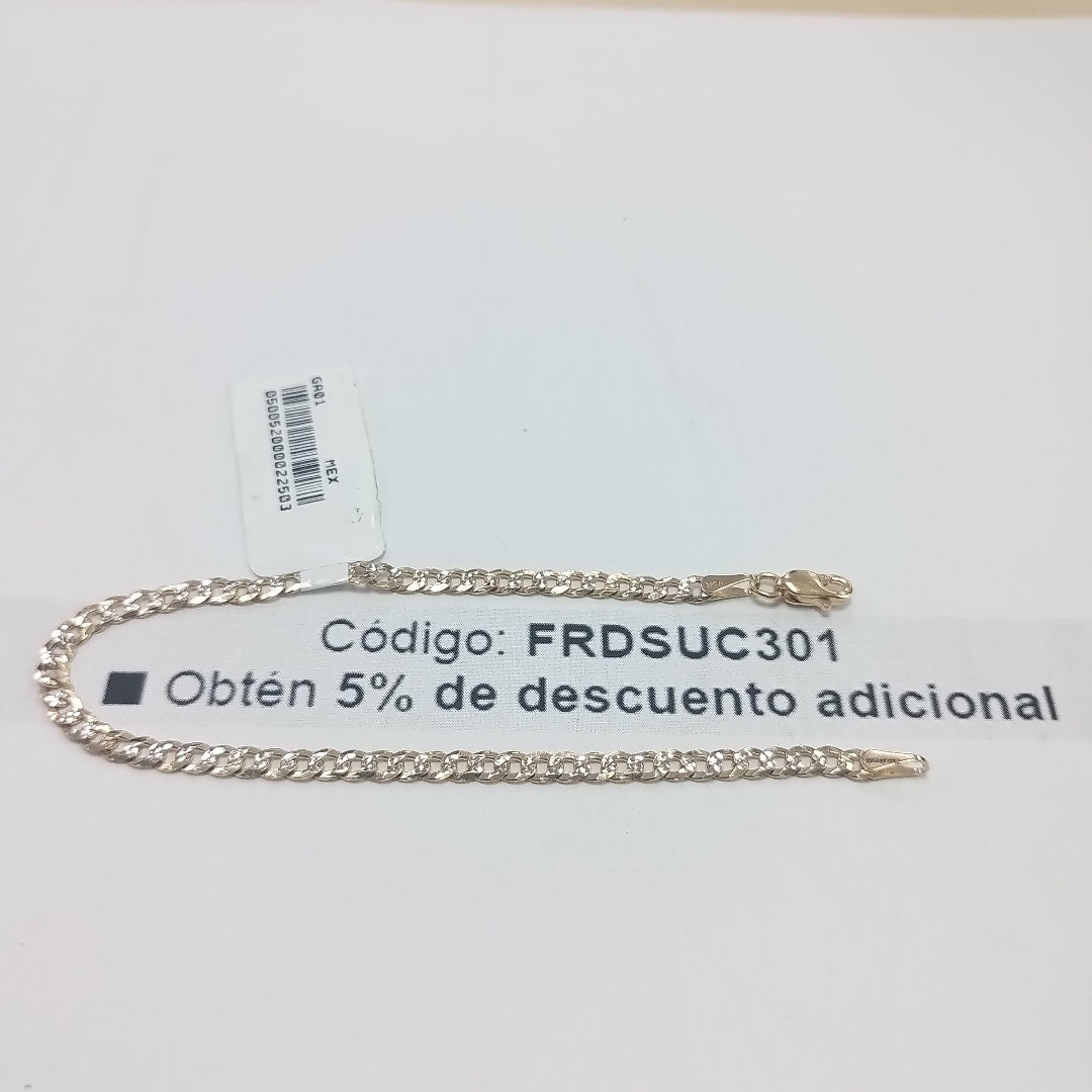 PULSERAS TEJIDO BARBADA DIAMANTADA ORO 14K 18 CM 3.1 GR (NUEVO)