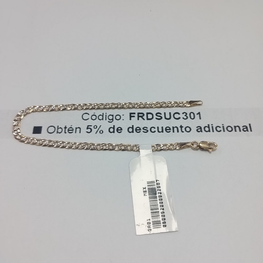 PULSERAS TEJIDO BARBADA DIAMANTADA ORO 14K 18 CM 3.1 GR (NUEVO)