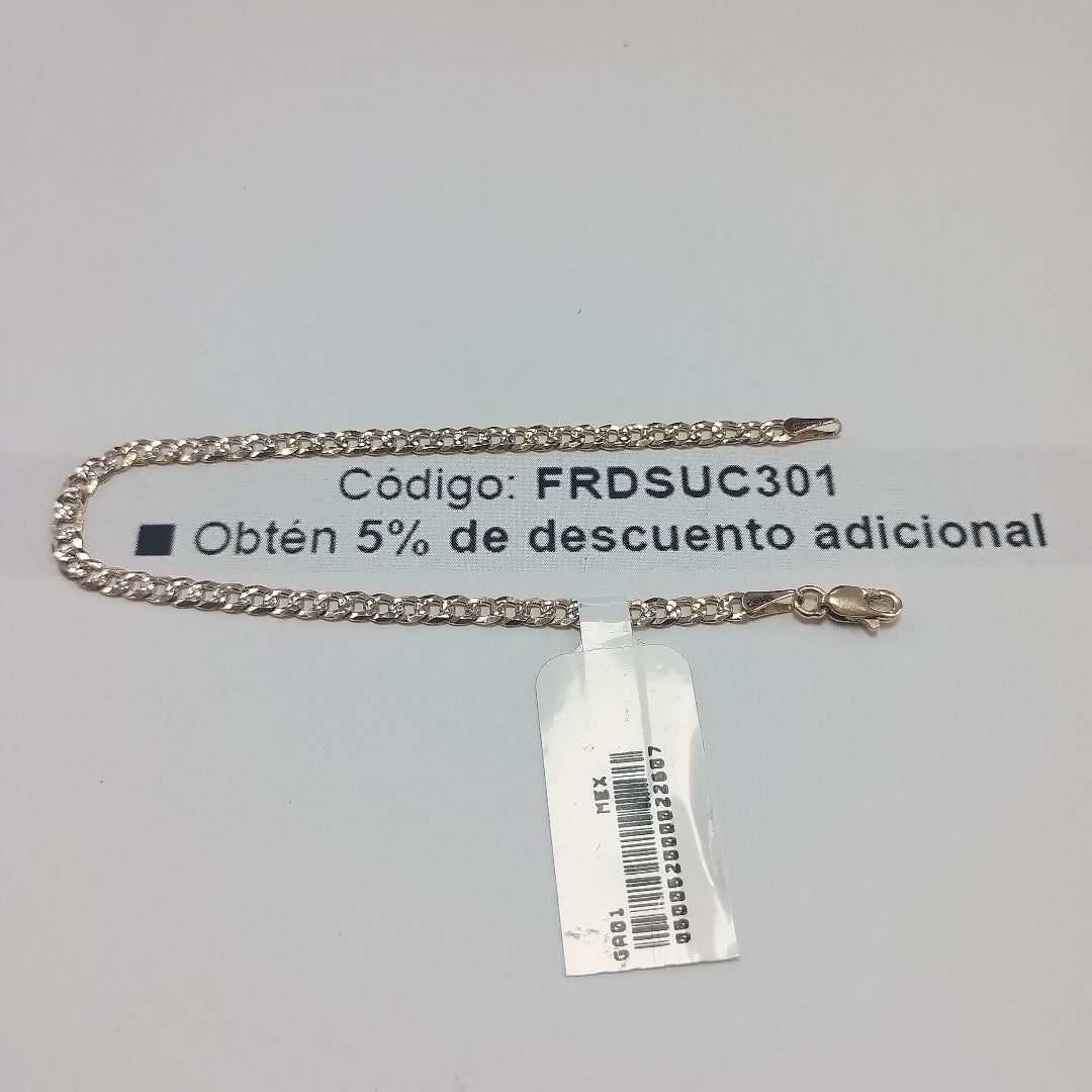 PULSERAS TEJIDO BARBADA DIAMANTADA ORO 14K 18 CM 3.1 GR (NUEVO)