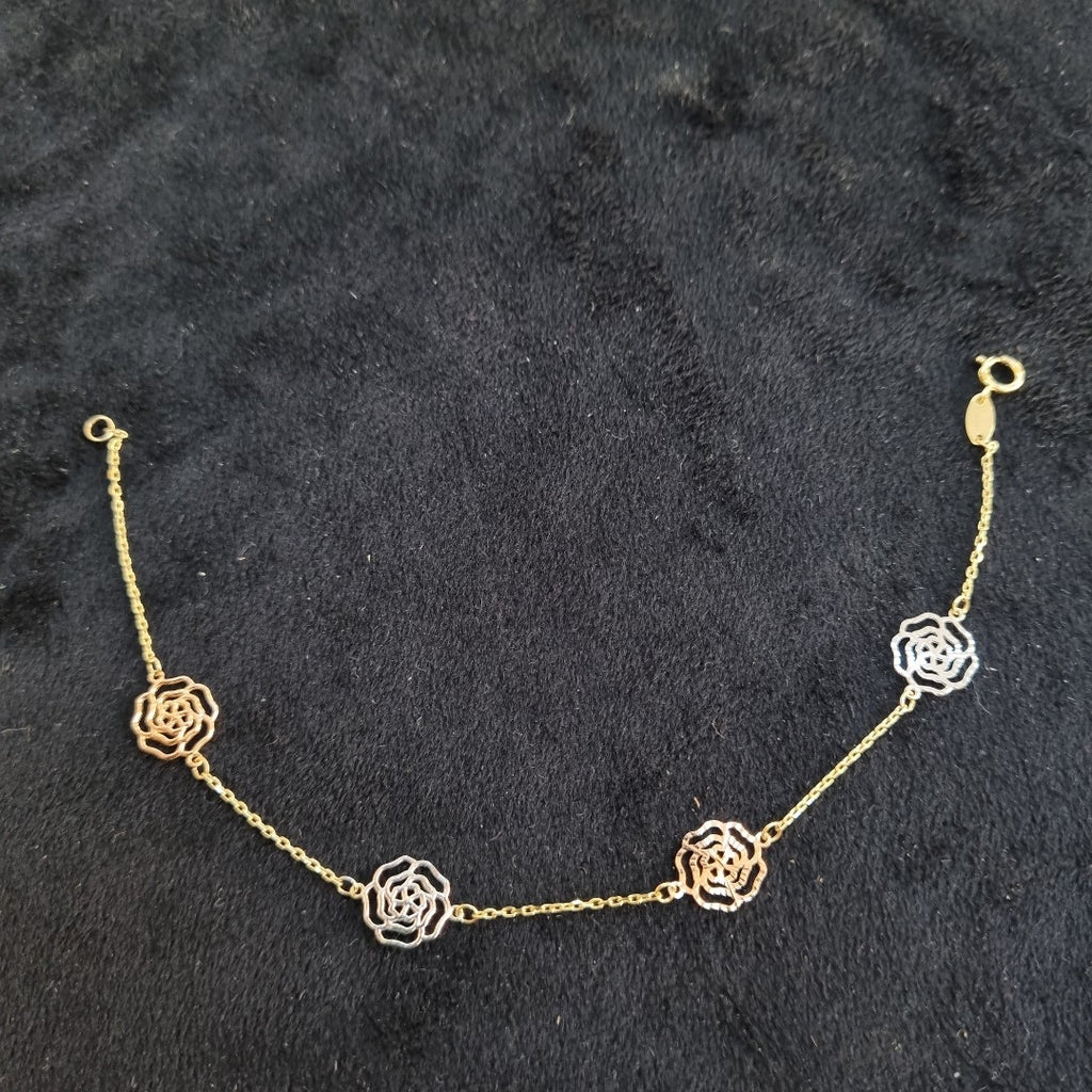 PULSERAS TEJIDO ESPECIAL C/DIJE ORO 10K 18 CM 1.4 GR (NUEVO)