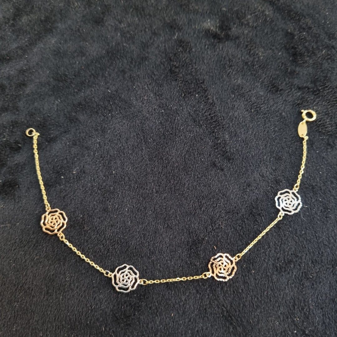 PULSERAS TEJIDO ESPECIAL C/DIJE ORO 10K 18 CM 1.4 GR (NUEVO)