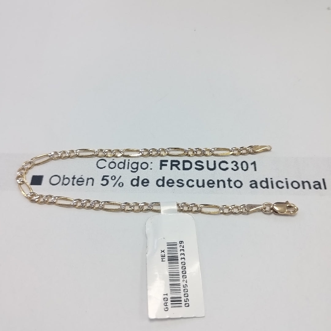 PULSERAS 3X1 DIAMANTADA ORO 14K 18 CM 3 GR (NUEVO)