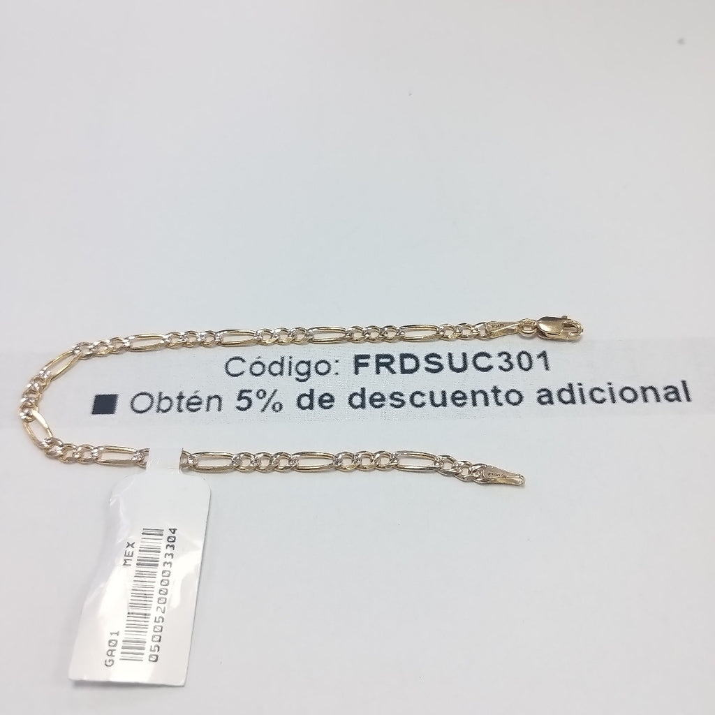 PULSERAS 3X1 DIAMANTADA ORO 14K 18 CM 3 GR (NUEVO)