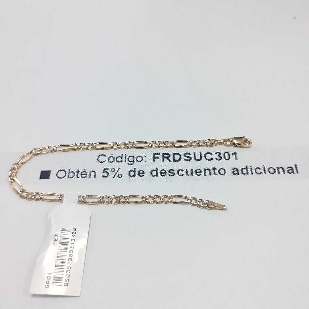 PULSERAS 3X1 DIAMANTADA ORO 14K 18 CM 3 GR (NUEVO)