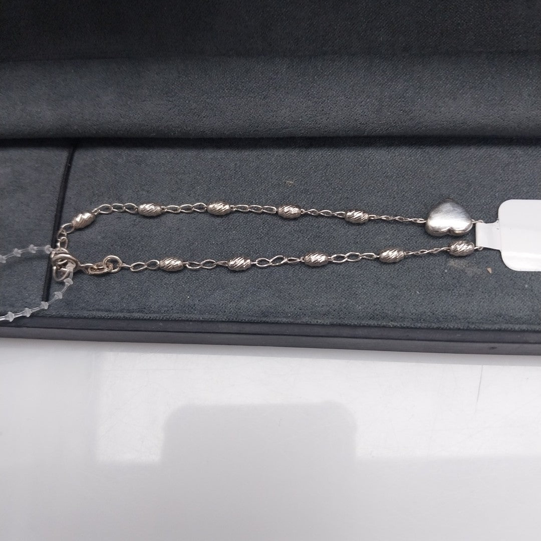 PULSERA TEJIDO CORAZON PLATA .925 18 CM 3.3 GR (NUEVO)