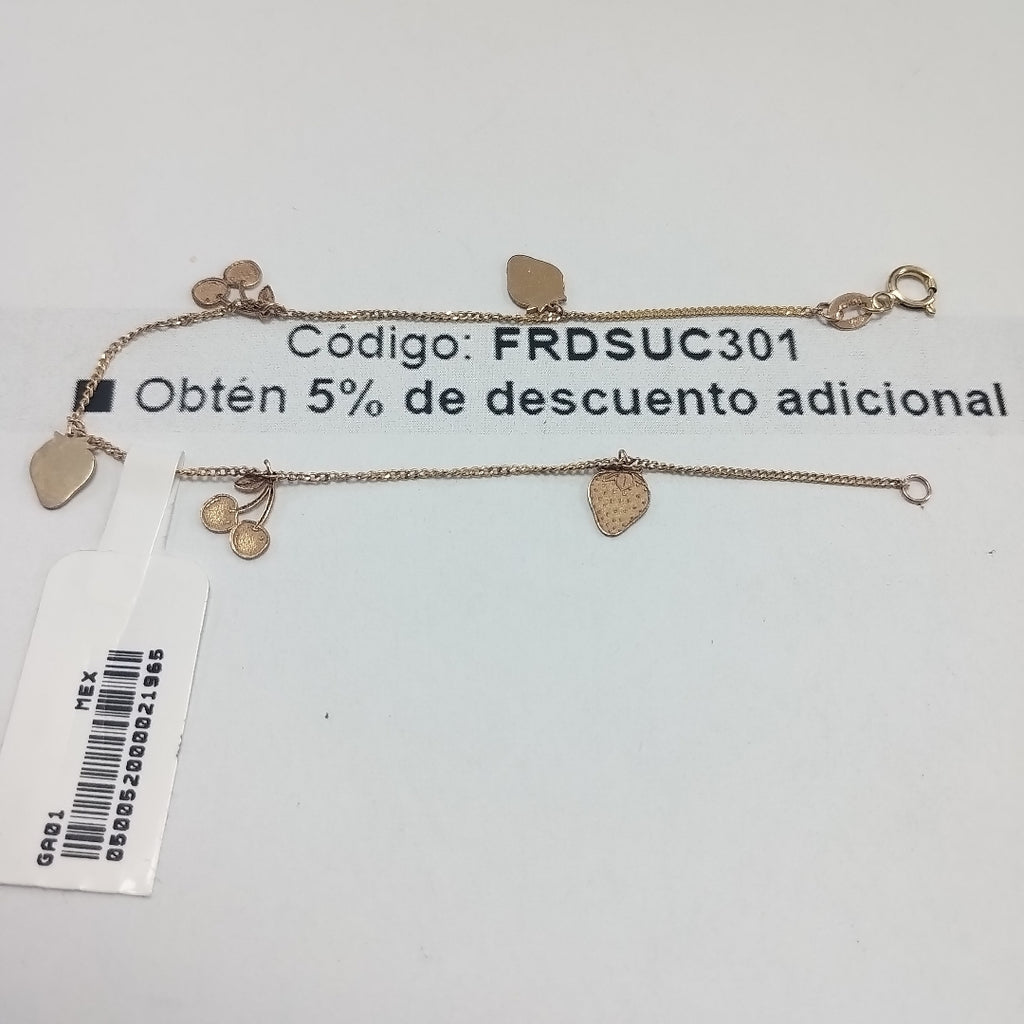 PULSERAS TEJIDO ESPECIAL C/DIJE ORO 10K 18 CM 1.4 GR (NUEVO)