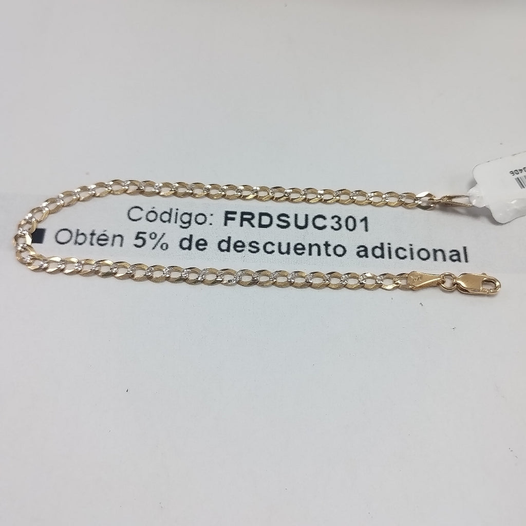 PULSERAS BARBADA DIAMANTADA ORO 14K 21 CM 3.6 GR (NUEVO)