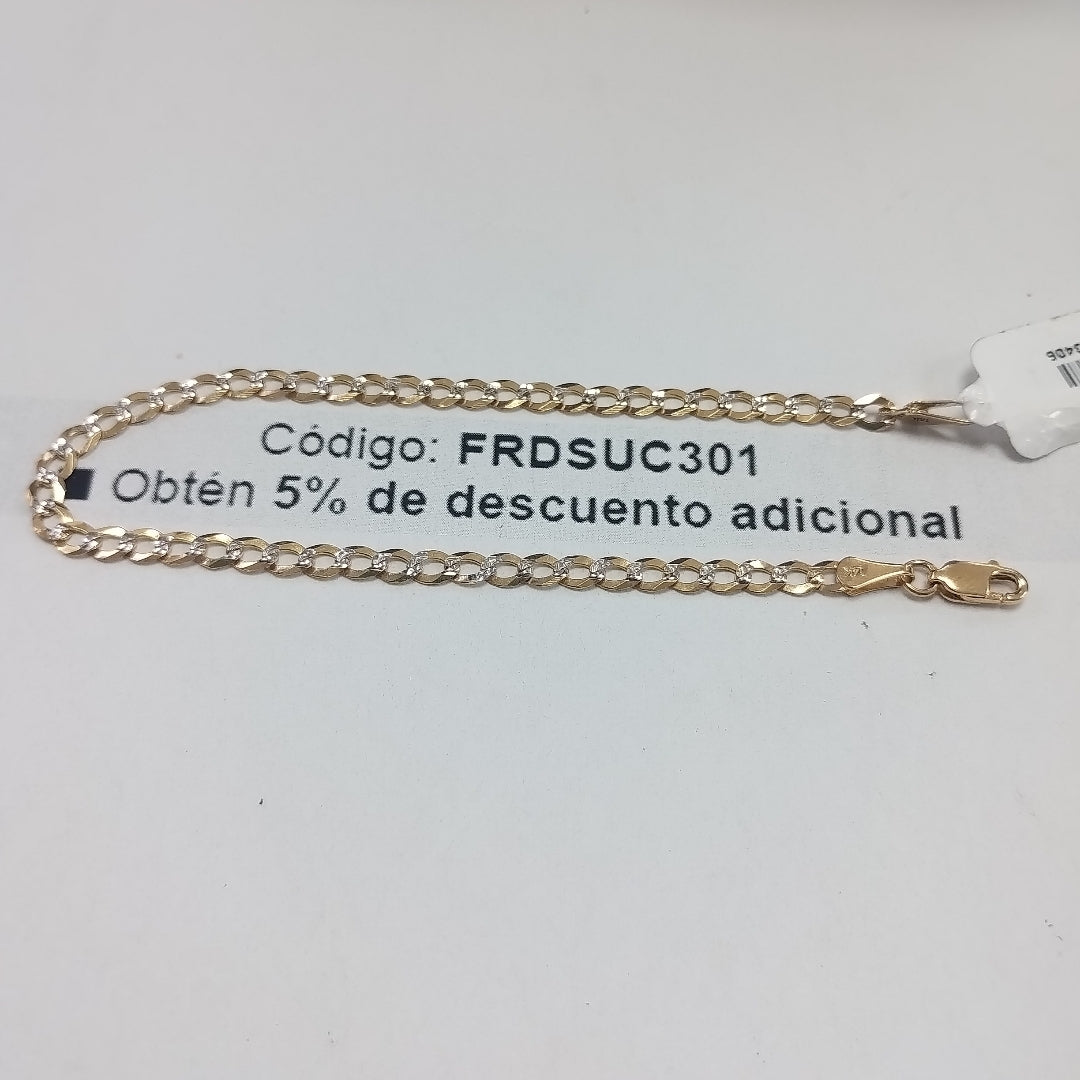 PULSERAS BARBADA DIAMANTADA ORO 14K 21 CM 3.6 GR (NUEVO)