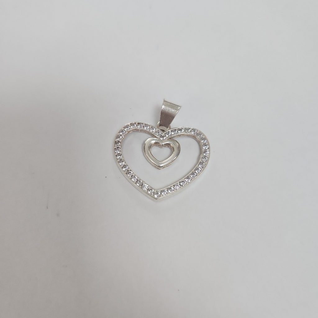 DIJE CORAZON C/CIRCONIAS PLATA .925 2.7 GR (NUEVO)