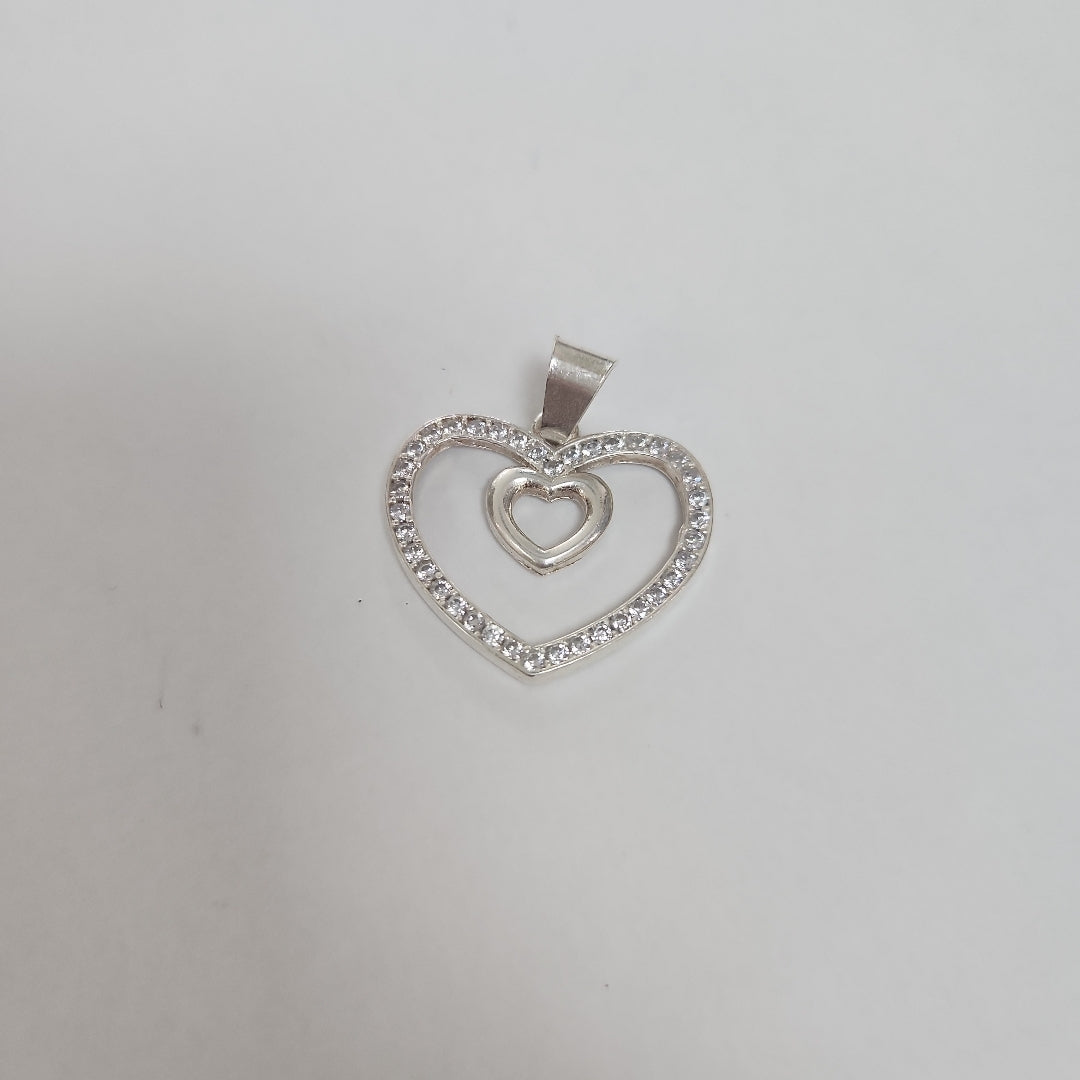DIJE CORAZON C/CIRCONIAS PLATA .925 2.7 GR (NUEVO)
