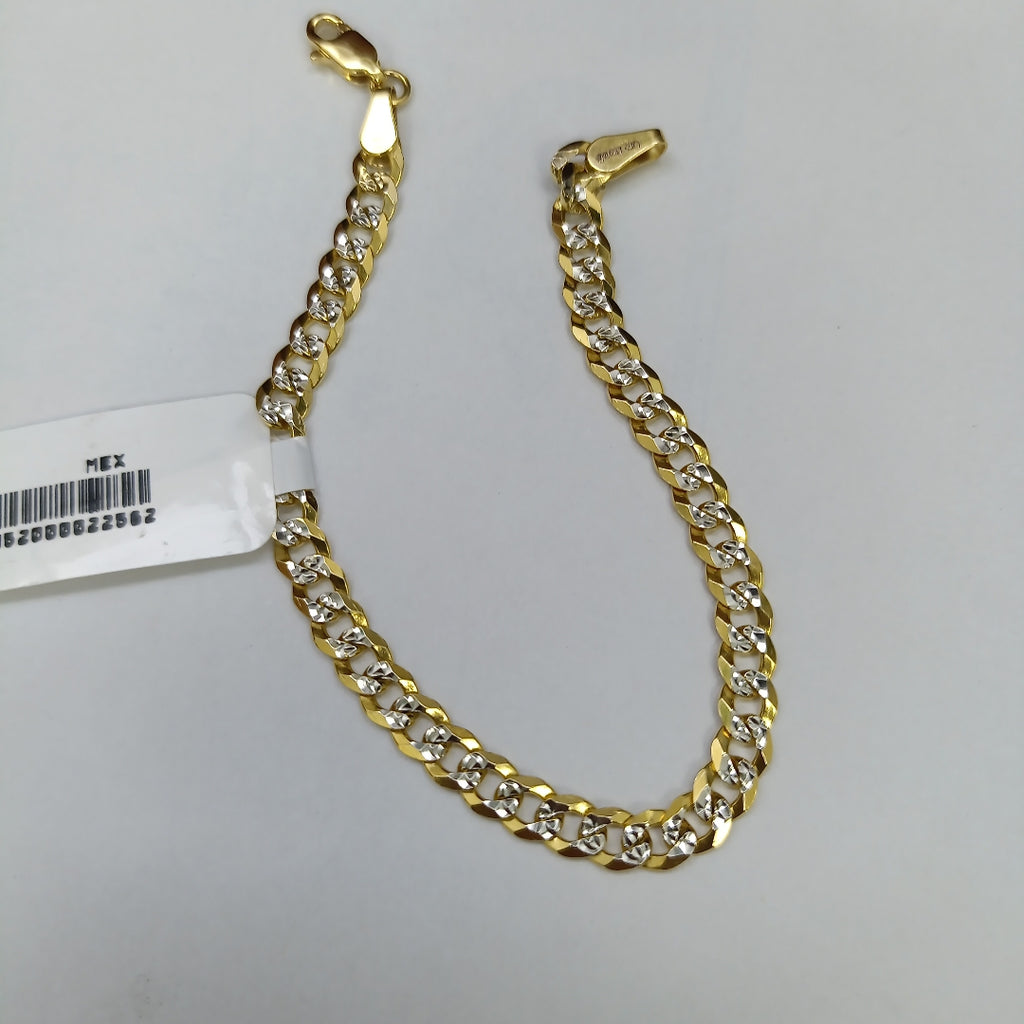 PULSERAS TEJIDO BARBADA DIAMANTADA ORO 14K 18 CM 6.6 GR (NUEVO)