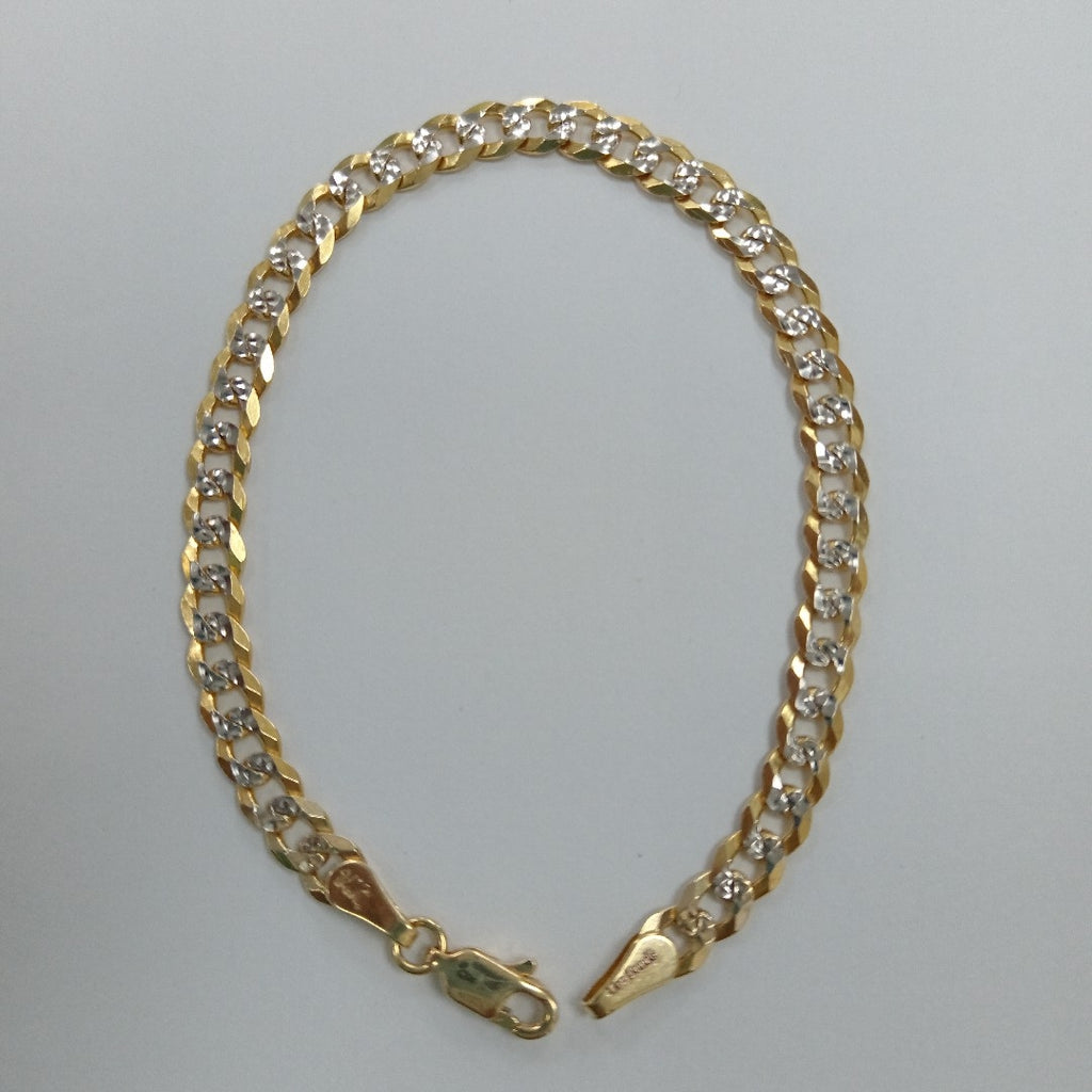 PULSERAS TEJIDO BARBADA DIAMANTADA ORO 14K 18 CM 6.8 GR (NUEVO)