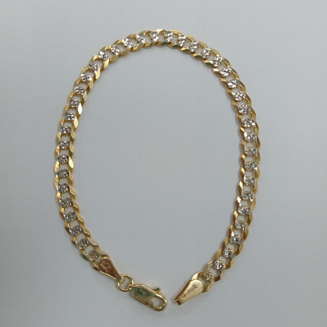PULSERAS TEJIDO BARBADA DIAMANTADA ORO 14K 18 CM 6.8 GR (NUEVO)