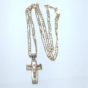 CADENA, CRUCIFIJO ORO, ORO COMBINADO, RODIADO 14 K 13.9 GRMS (SEMINUEVO)