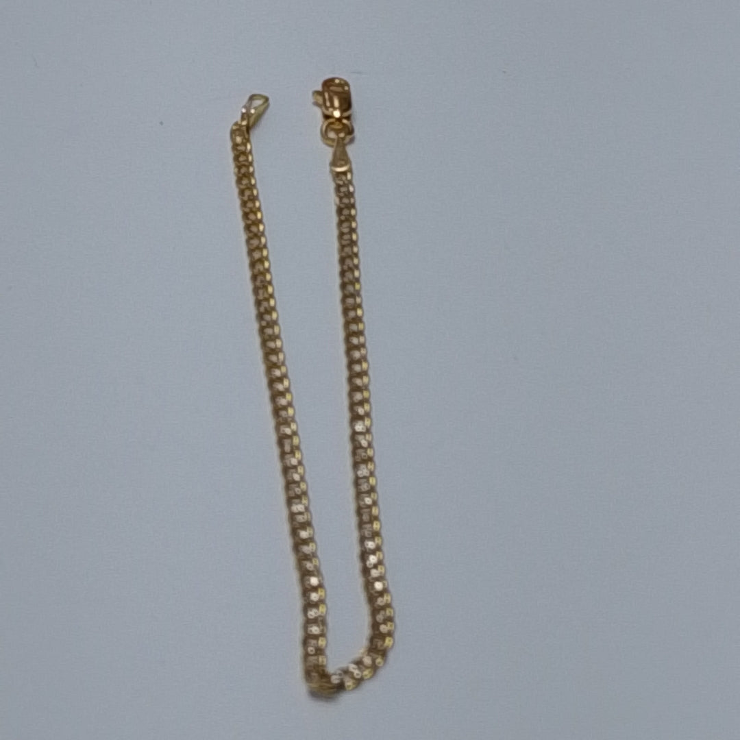 PULSERAS BARBADA DIAMANTADA ORO 14K 18 CM 2.2 GR (NUEVO)