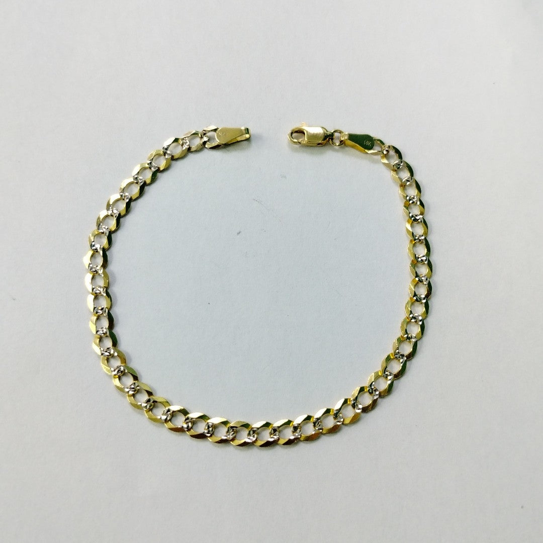 PULSERAS TEJIDO BARBADA DIAMANTADA ORO 14K 21 CM 5 GR (NUEVO)