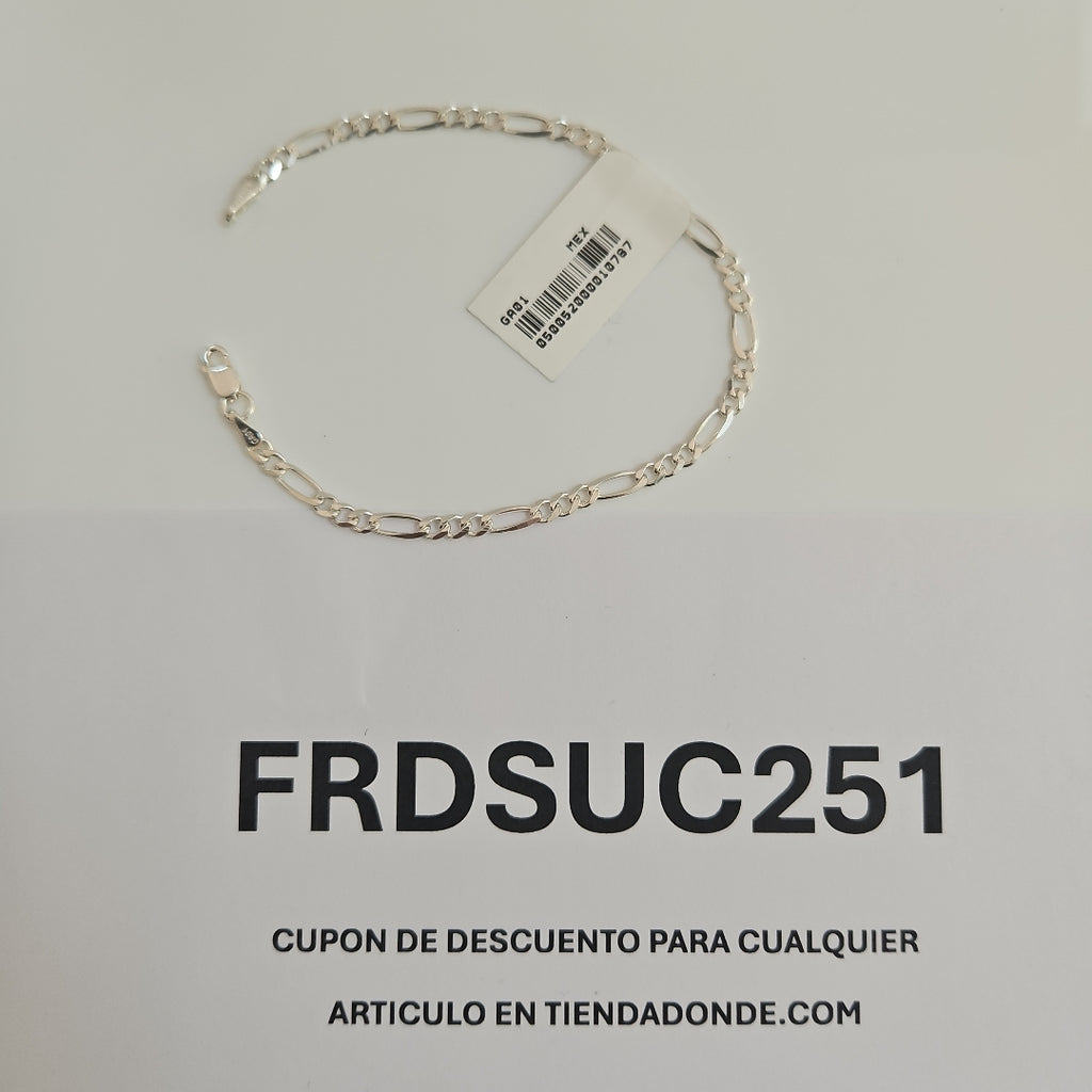 PULSERA TEJIDO 3X1 PLATA .925 18 CM 2.8 GR (NUEVO)