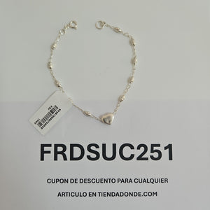 PULSERA TEJIDO CORAZON PLATA .925 18 CM 3.4 GR (NUEVO)