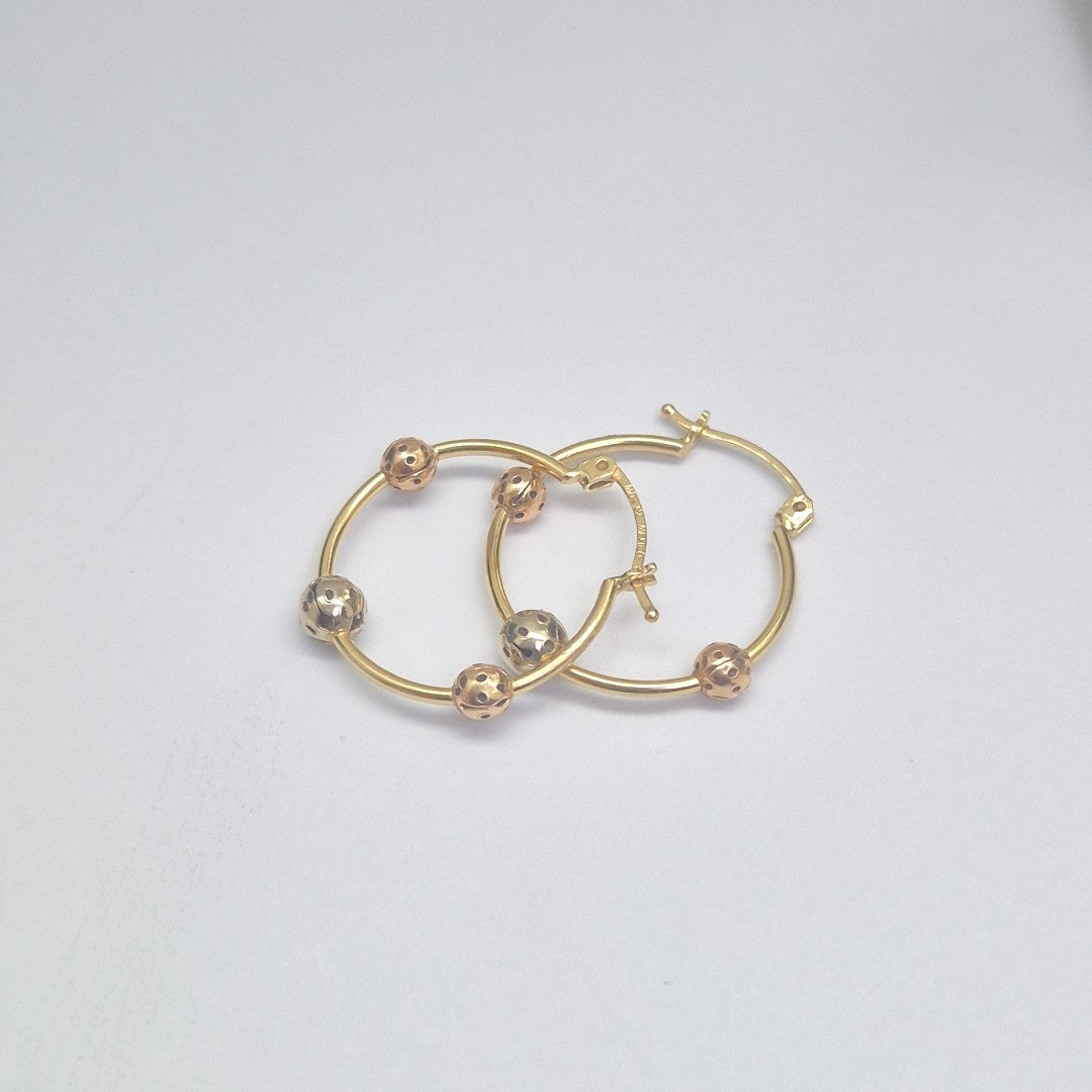 ARRACADAS PAR ORO, ORO COMBINADO 14 K 2.2 GRMS (SEMINUEVO)