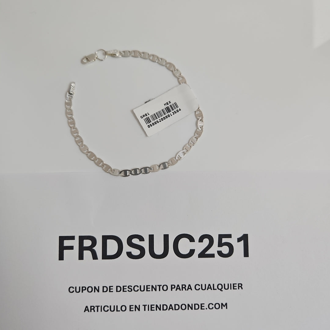 PULSERA TEJIDO GUCHI PLATA .925 18 CM 3.1 GR (NUEVO)