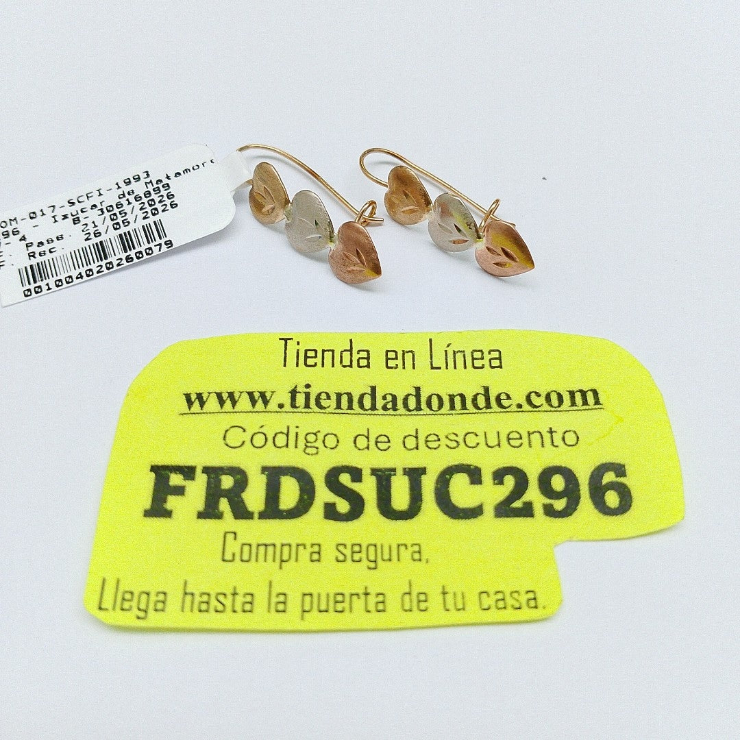 ARETES PAR ORO 14 K 1.2 GRMS (SEMINUEVO)