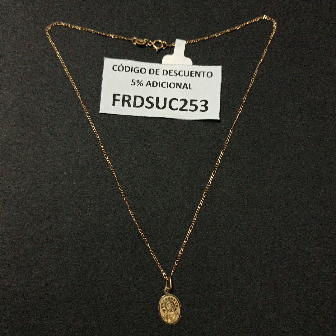 CADENA, MEDALLA RELIGIOSA ORO 10 K 1.5 GRMS (SEMINUEVO)