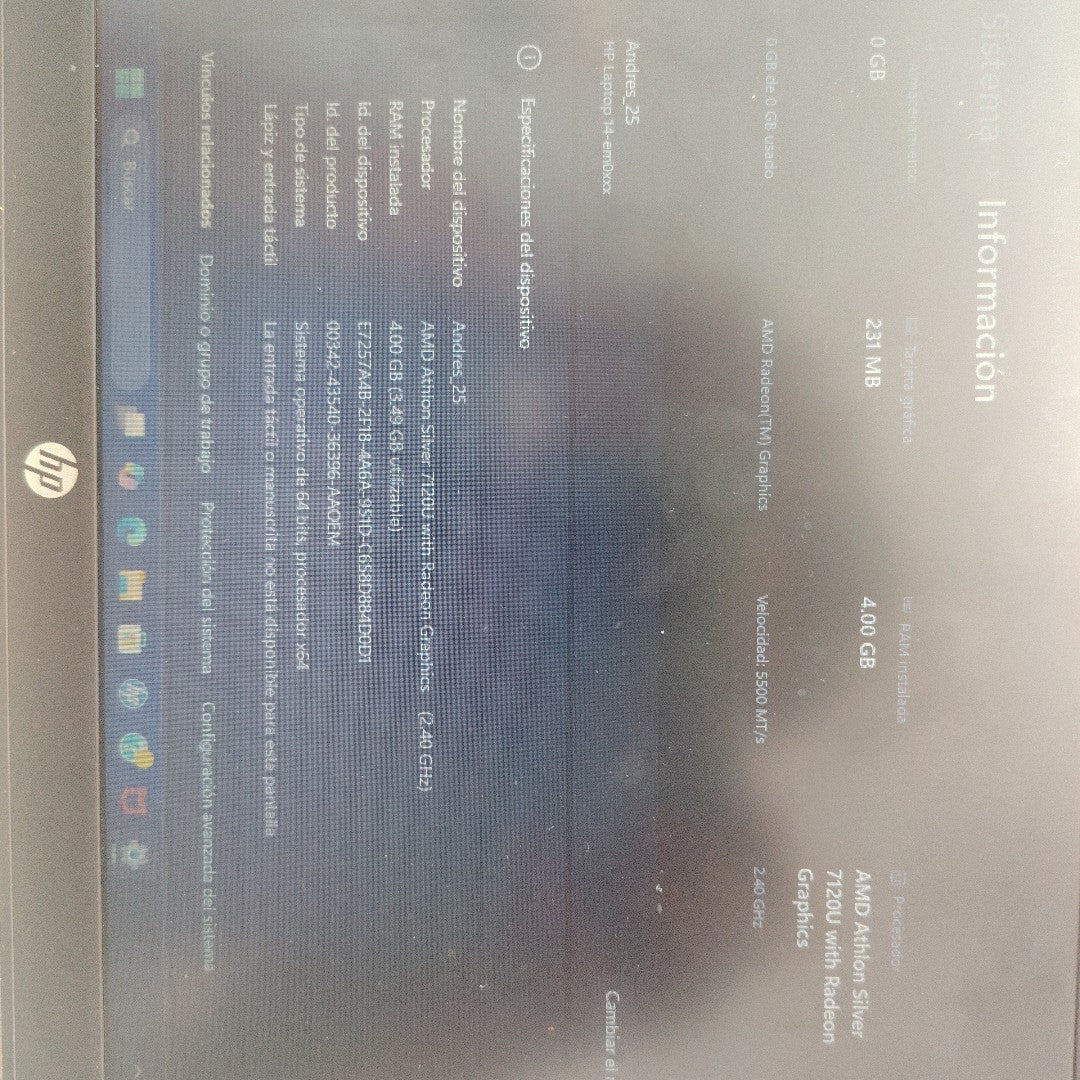 LAPTOP HP 14-EM0033LA (2024) 128 GB SSD 4 GB RAM (SEMINUEVO)