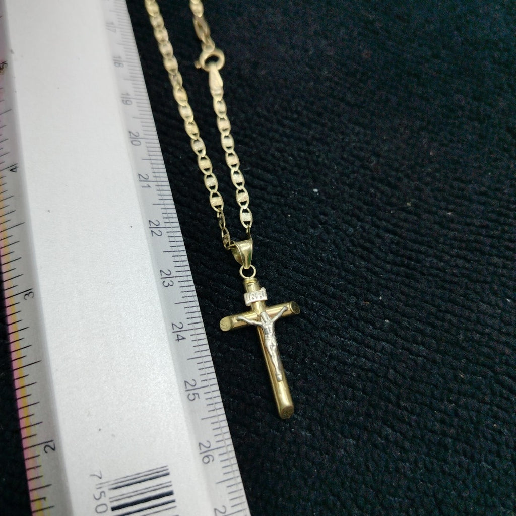 CADENA, CRUCIFIJO ORO COMBINADO 10 K 3.5 GRMS (SEMINUEVO)
