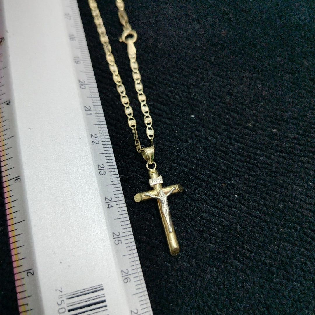 CADENA, CRUCIFIJO ORO COMBINADO 10 K 3.5 GRMS (SEMINUEVO)
