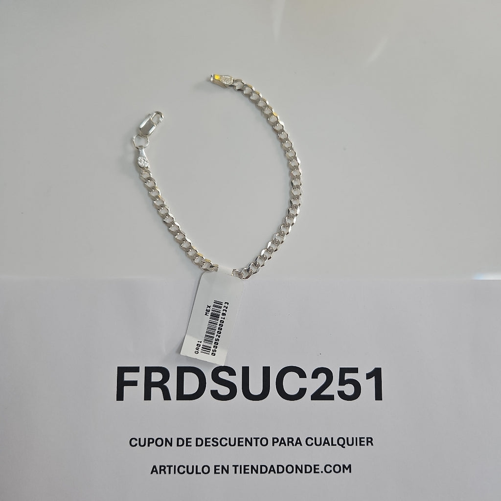 PULSERA TEJIDO BARBADA PLATA .925 16 CM 4.1 GR (NUEVO)