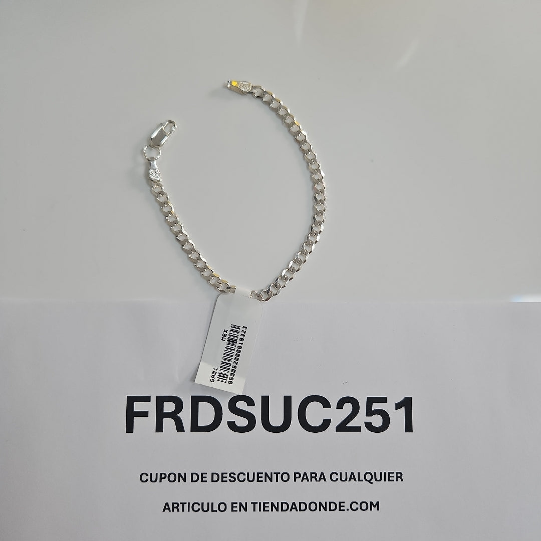 PULSERA TEJIDO BARBADA PLATA .925 16 CM 4.1 GR (NUEVO)