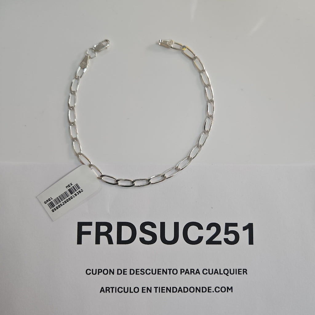PULSERA TEJIDO ESLABONES PLATA .925 21 CM 4.1 GR (NUEVO)