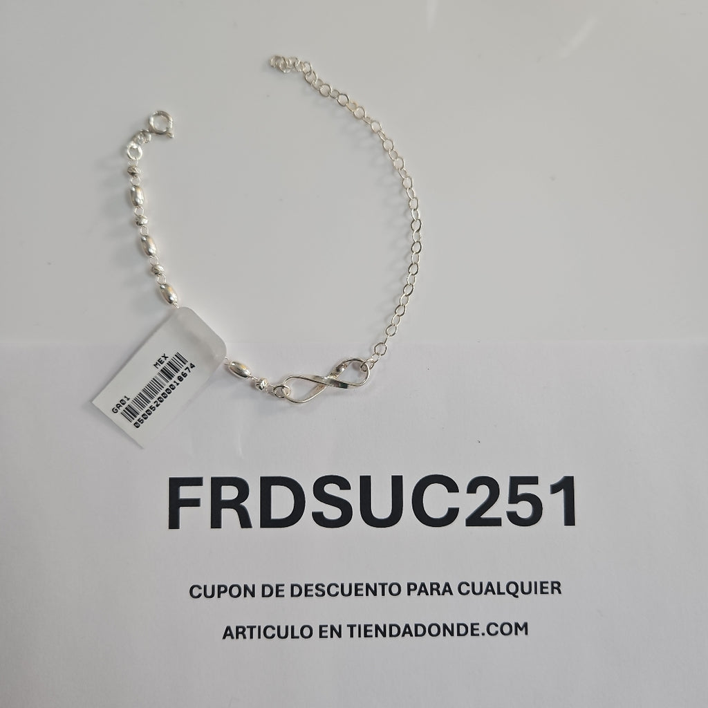 PULSERA TEJIDO INFINITO PLATA .925 18 CM 2.3 GR (NUEVO)