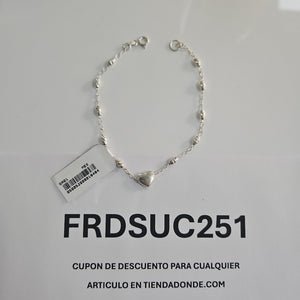 PULSERA TEJIDO CORAZON PLATA .925 18 CM 3.3 GR (NUEVO)