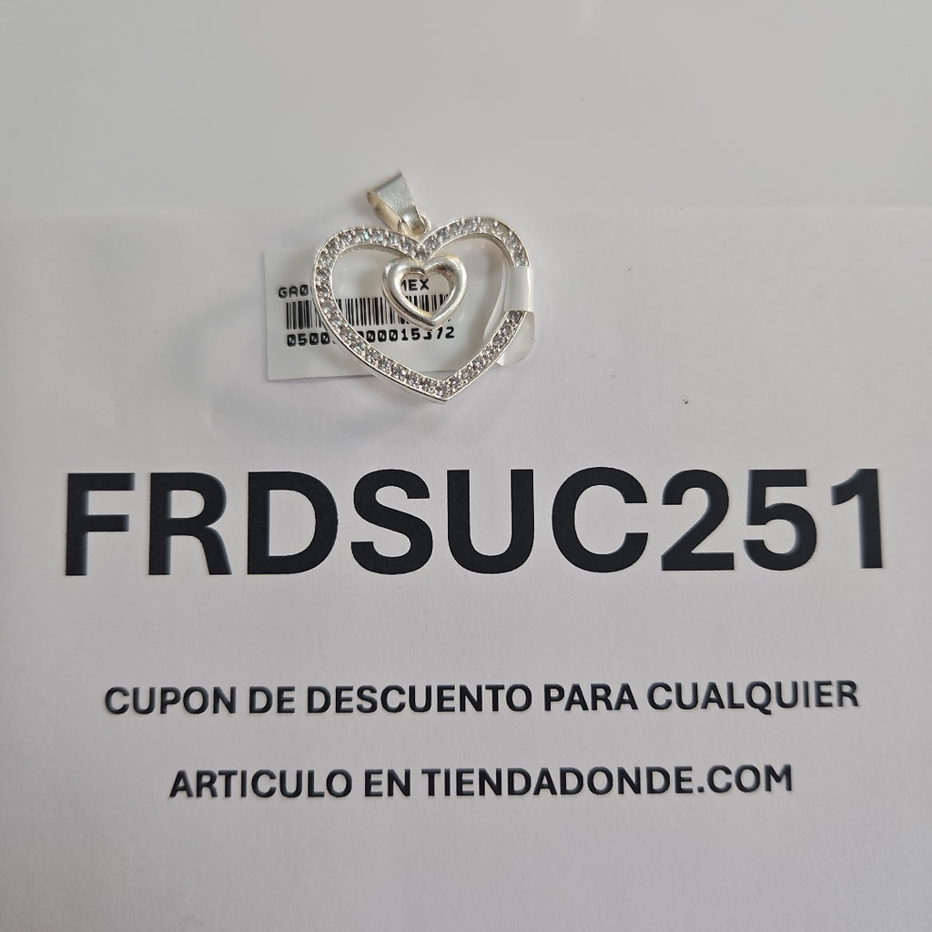 DIJE CORAZON C/CIRCONIAS PLATA .925 2.7 GR (NUEVO)