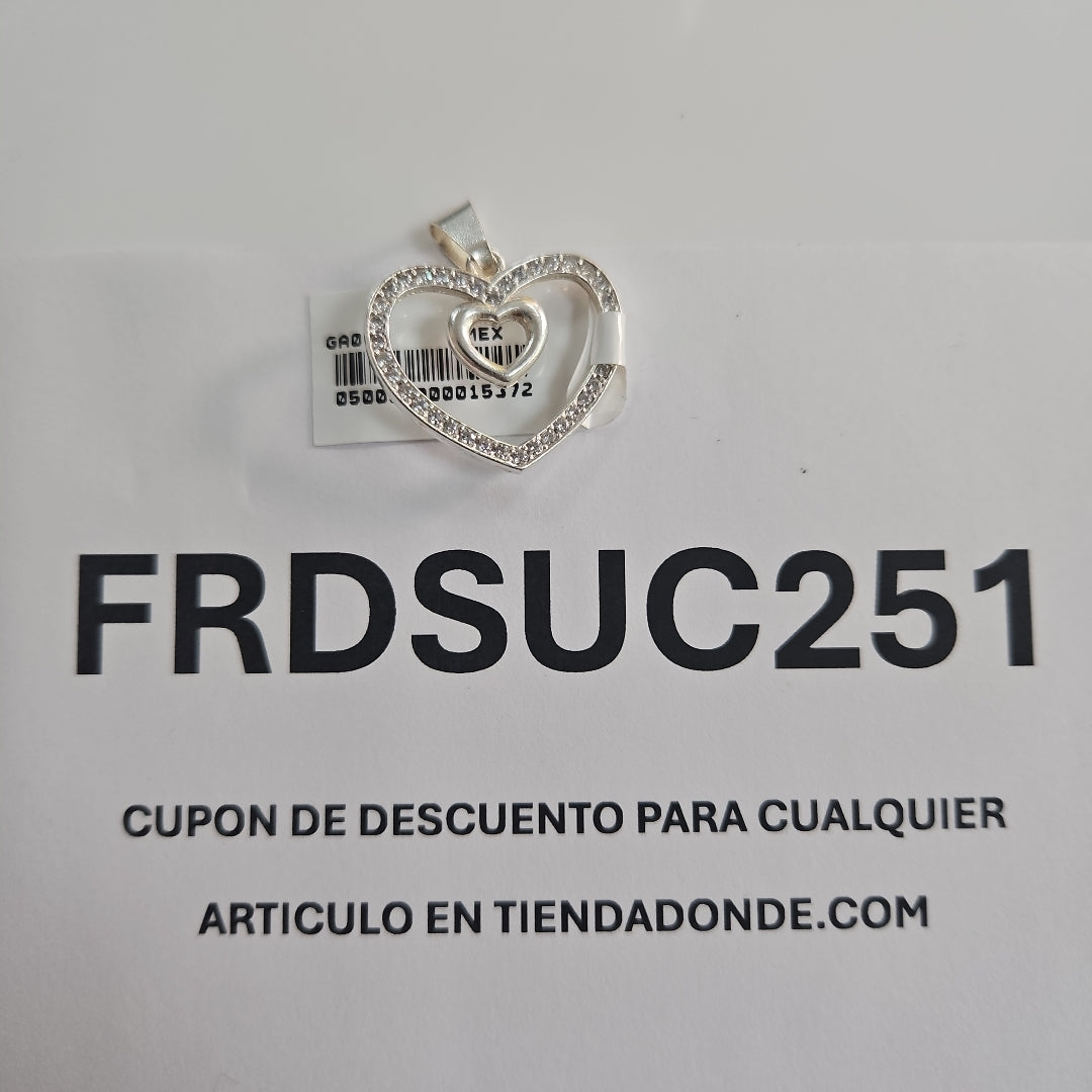 DIJE CORAZON C/CIRCONIAS PLATA .925 2.7 GR (NUEVO)