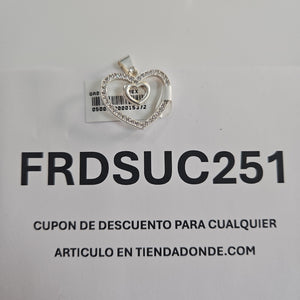 DIJE CORAZON C/CIRCONIAS PLATA .925 2.7 GR (NUEVO)