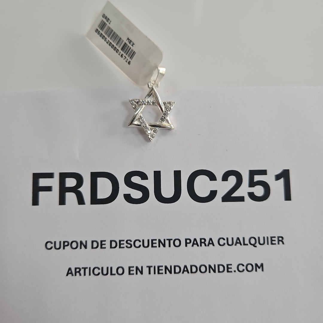 DIJE ESTRELLA DE DAVID C/CIRCONIAS PLATA .925 2.7 GR (NUEVO)