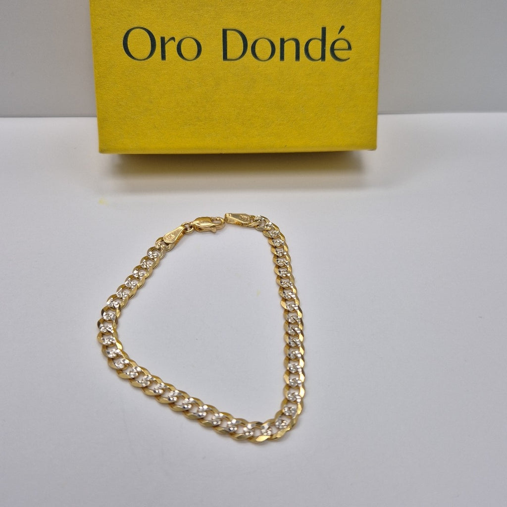 PULSERAS TEJIDO BARBADA DIAMANTADA ORO 14K 18 CM 6.9 GR (NUEVO)