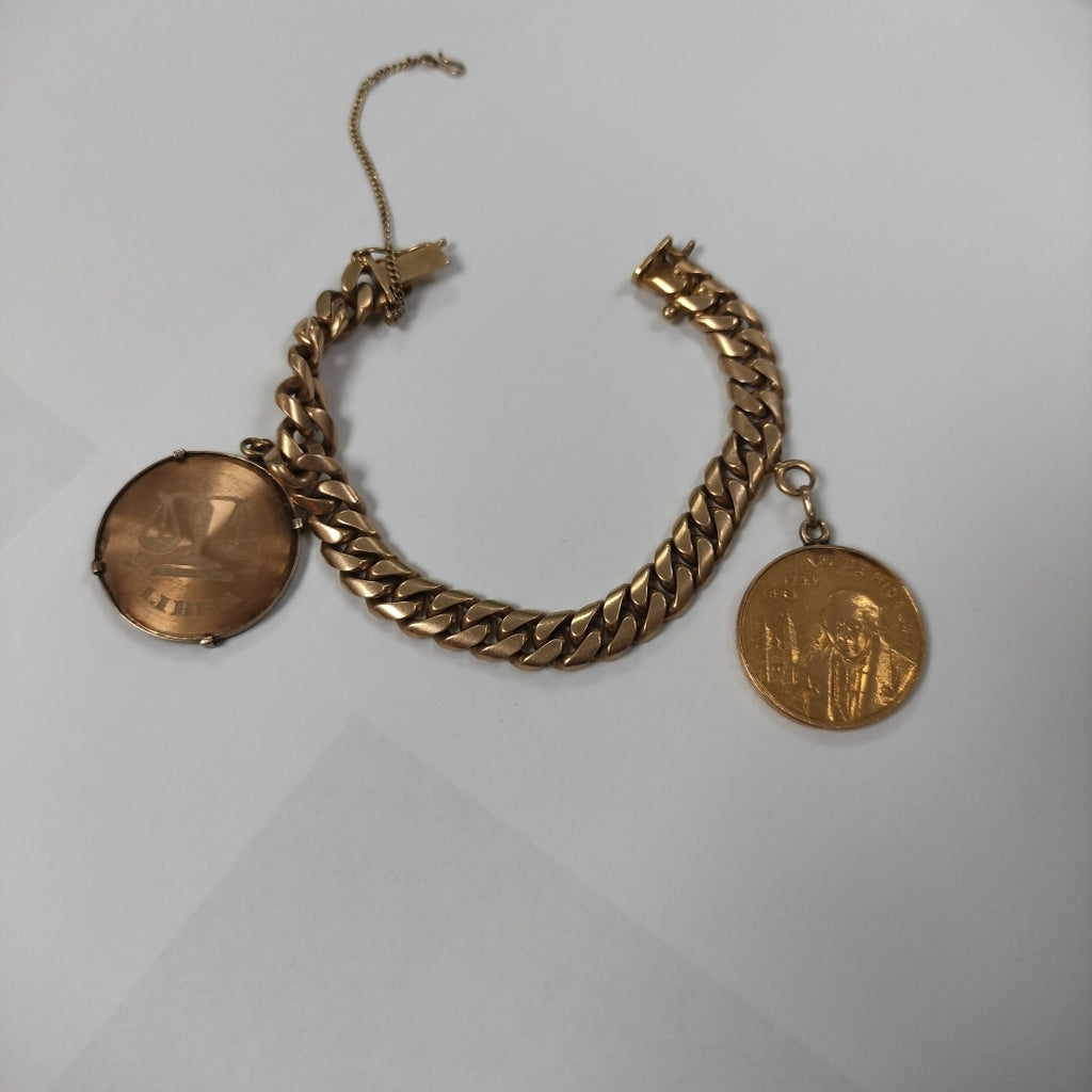 MEDALLA CONMEMORATIVA,PULSERA ORO 18 K 53,80 GRMS (SEMINUEVO)