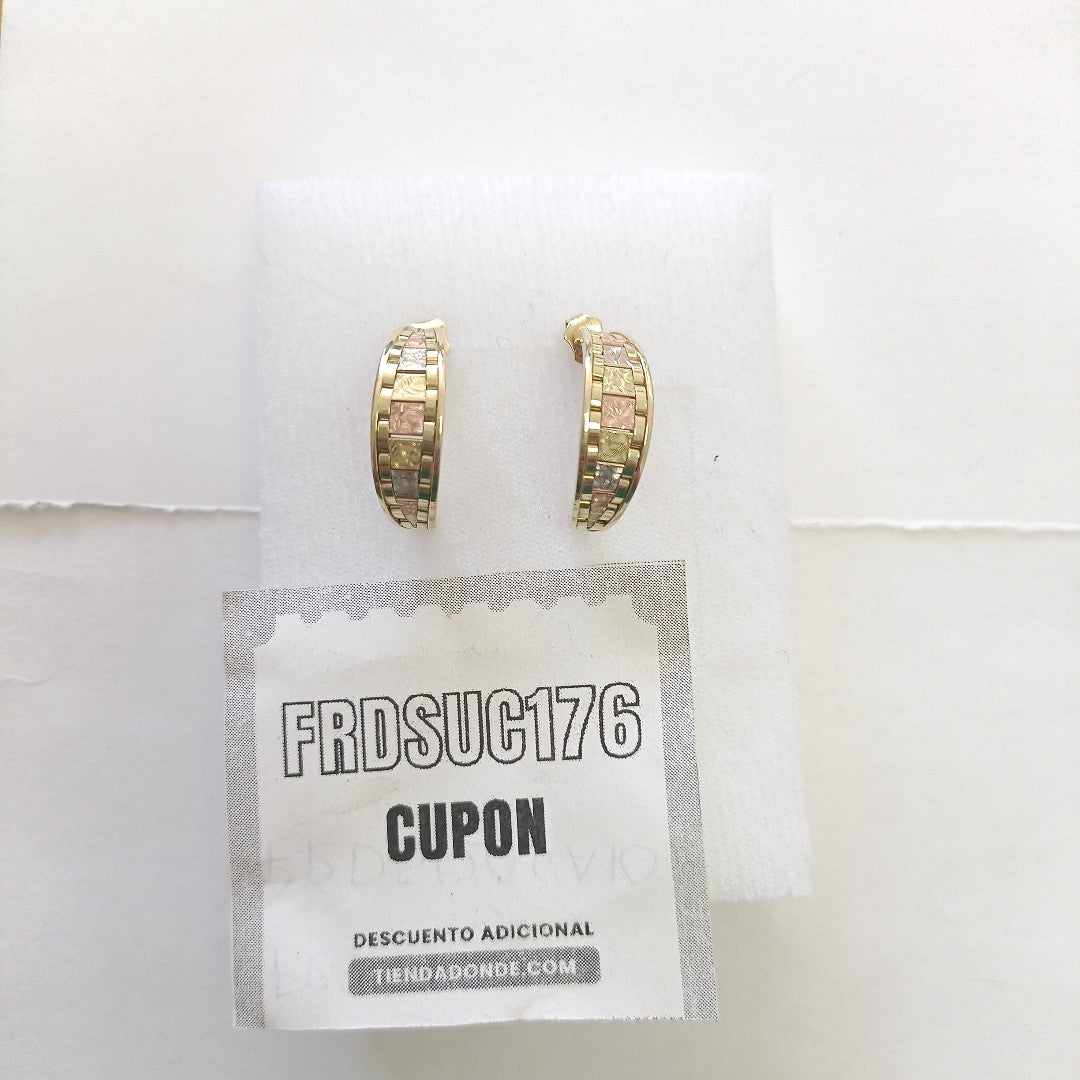 ARETES PAR ORO COMBINADO 14 K 5,10 GRMS (SEMINUEVO)