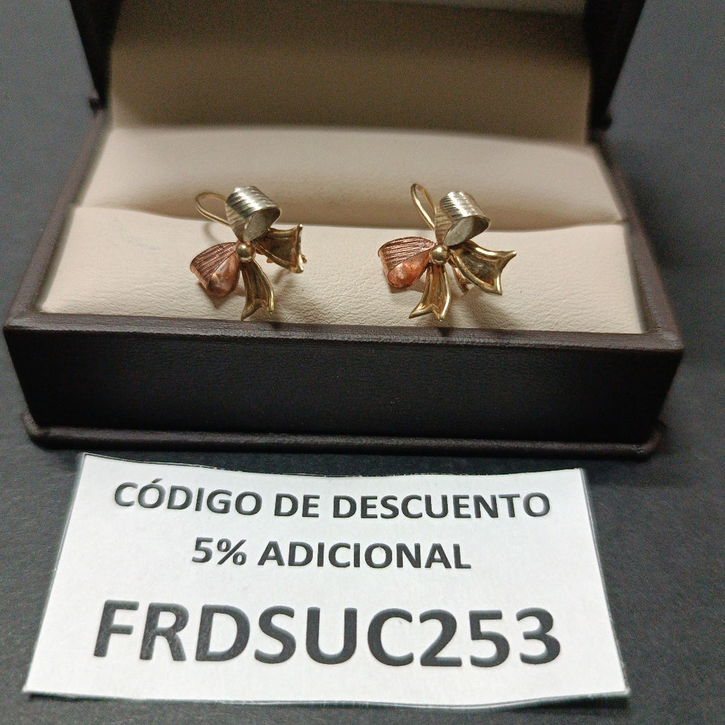 K1 1,00 GRMS 10 K ESPECIFICACIONES COMPLEMENTARIAS PAR DE ARETES DE MOÑO (SEMINUEVO)